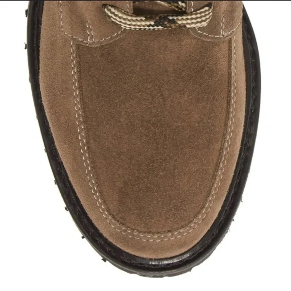 Aquatalia Mayra Weatherproof Lace Up Suede Ankle Lug Lace Up Moto Boots Size 11 - Picture 4 of 13